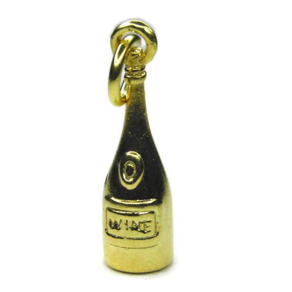 14k Yellow Gold Wine Charm Pendant